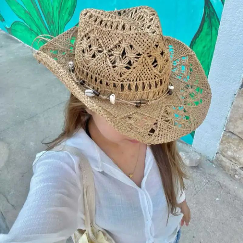 Cowboy Hat Straw - Cappello di Paglia Estivo da Spiaggia