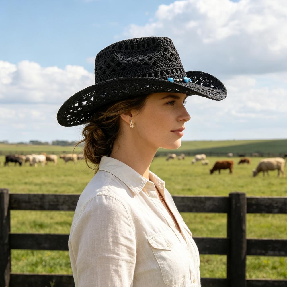 Cowboy Hat Straw - Cappello da cowboy a tesa larga,